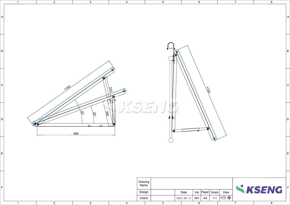 20 to 35 degree adjustable solar bracket optimize sunlight for flat roof balcony applications Drawing-light-universal-bracket-2