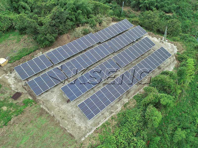 Solar panel layout with optimized tilt angle and row spacing Ground mounted solar array layout for maximum energy generation