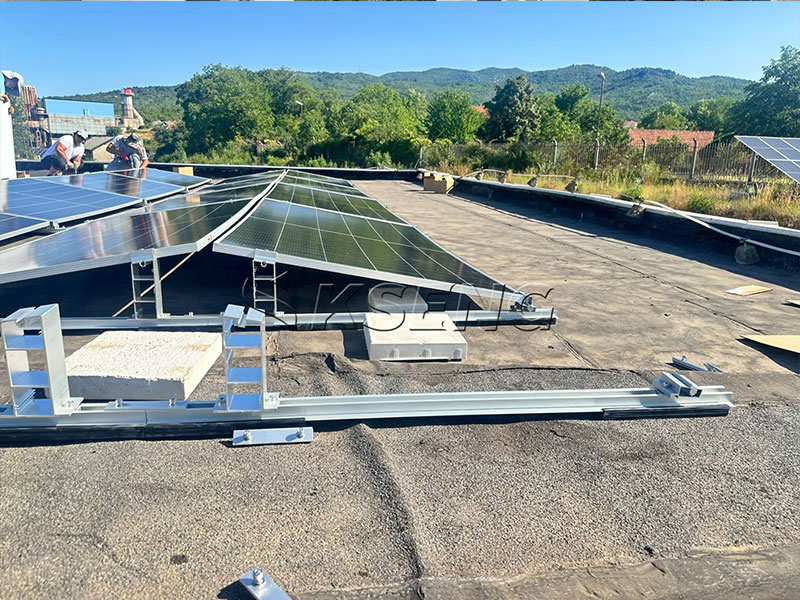 Solar Ballast Installation in Montenegro Installing-Kseng-Solar-Ballast-Mounting-System-on-concrete-flat-roof-in-Montenegro