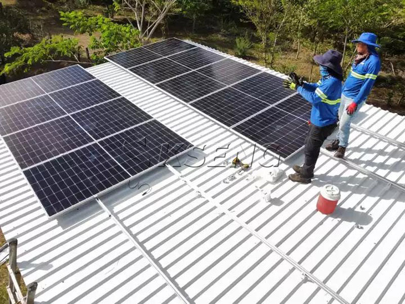 Nicaragua Metal Roof Solar Panel Installation with Kseng Rails Solar-panels-installed-with-Kseng-L-Feet-and-rail-mounting-system-on-a-metal-roof-in-Nicaragua
