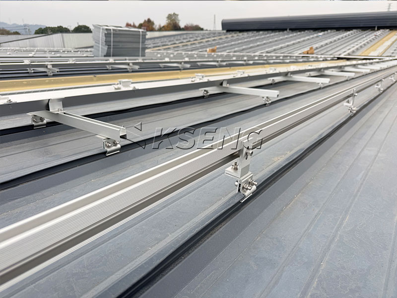 Aluminum solar mounting system with standing seam roof clamps Kseng-Energy-no-penetration-solar-mounting-solution-for-metal-roofs