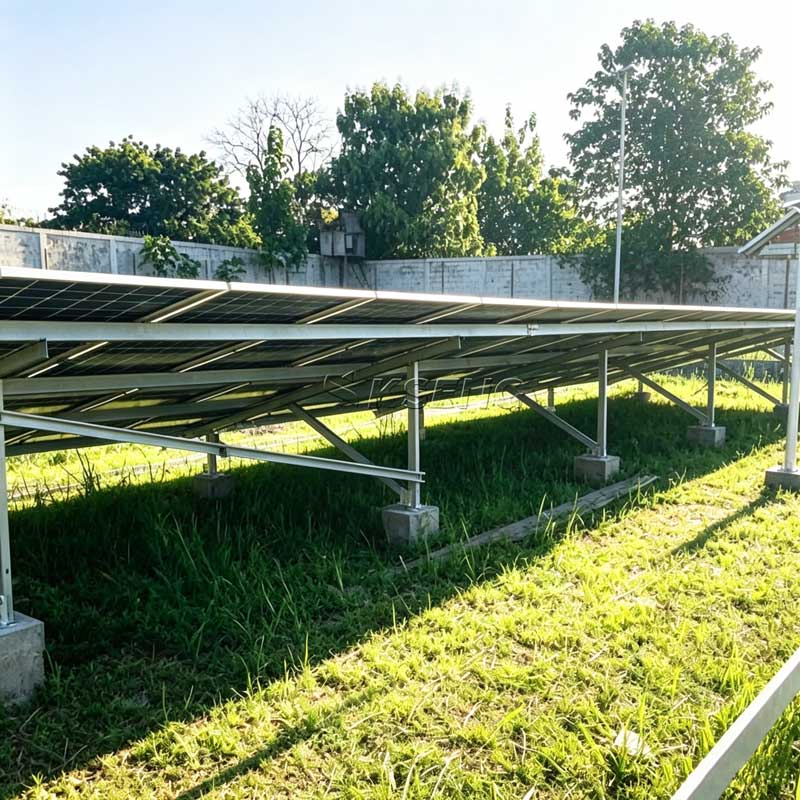 Anti-corrosion ZAM Solar Ground Rack Used in Coastal Photovoltaic Project high-humidity-anti-rust-ZAM-solar-ground-mount-concrete-foundation-PV-project