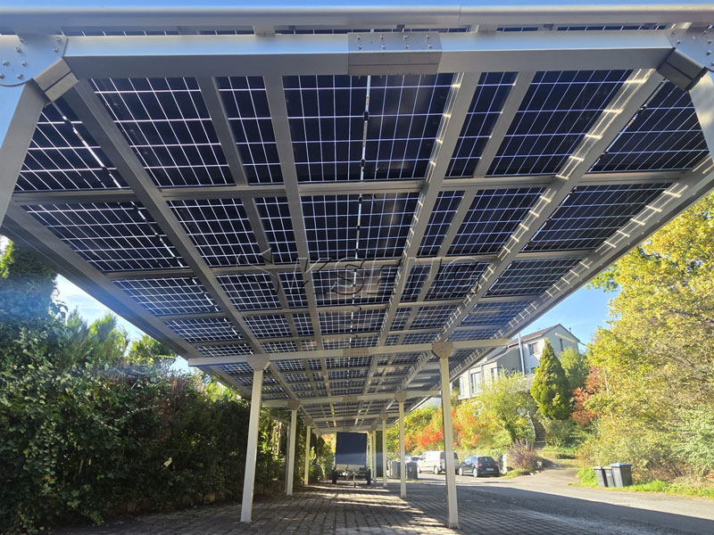Commercial Solar Parking Canopy with PV Panels Photovoltaic-panels-installed-on-a-commercial-solar-parking-canopy