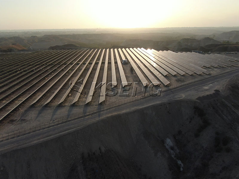 Kseng Zn‑Al‑Mg solar mounting system construction‑Namangan 18MW project 18MW-Namangan-Cement-Solar-PV-Plant-Ground-Mount-Structure‑Kseng