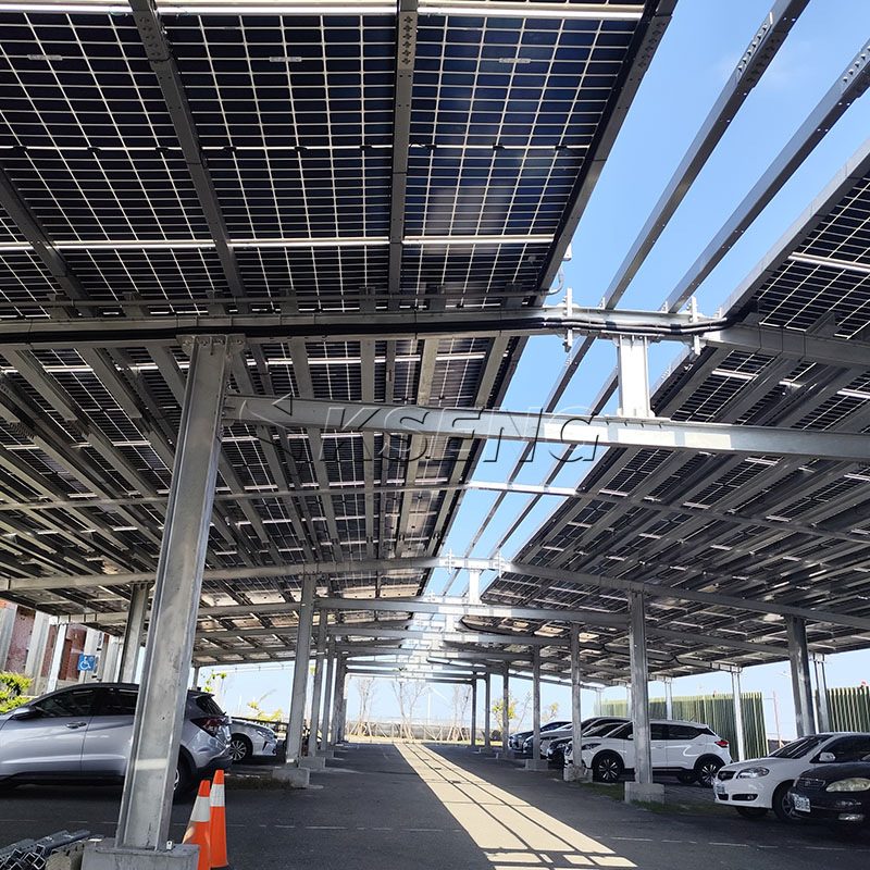 Kseng Galvanized Carbon Steel Solar Carport - Durable Solar Parking Canopy System