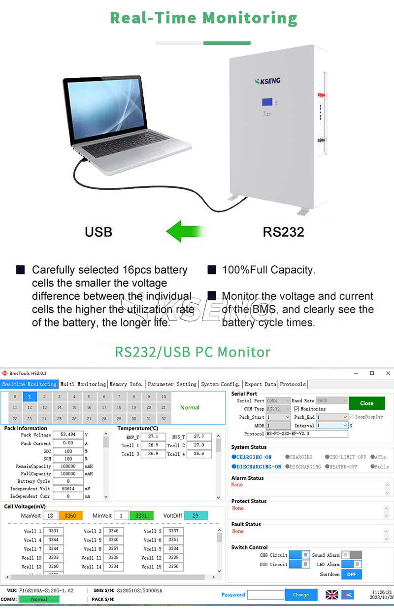 200ah lithium solar battery real-time monitoring