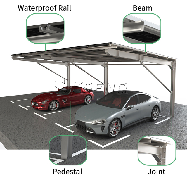 Single Row Carbon Steel Solar Carport Mounting System