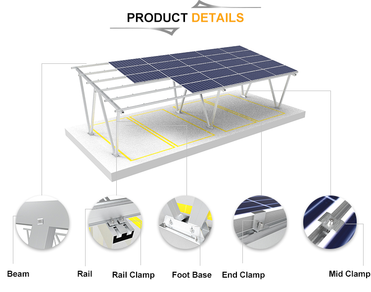 Solar Carport Racking Solar Aluminum Parking Structure PV Carport Mounting System