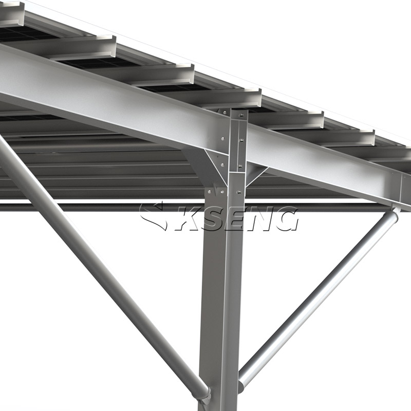 Large Commercial Waterproof Carbon Steel T Solar Carport Structure