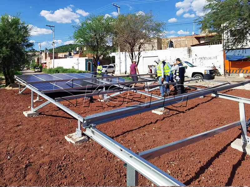 concrete foundation solar installation