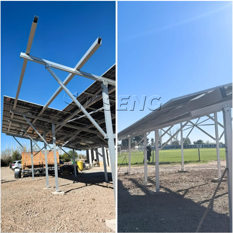 Kseng AL6005-T5 aluminum solar carport structure for four-car parking in Argentina