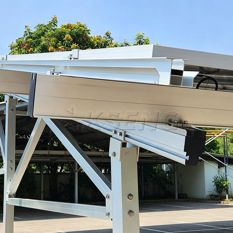Reinforced aluminum solar carport beams columns and diagonal braces