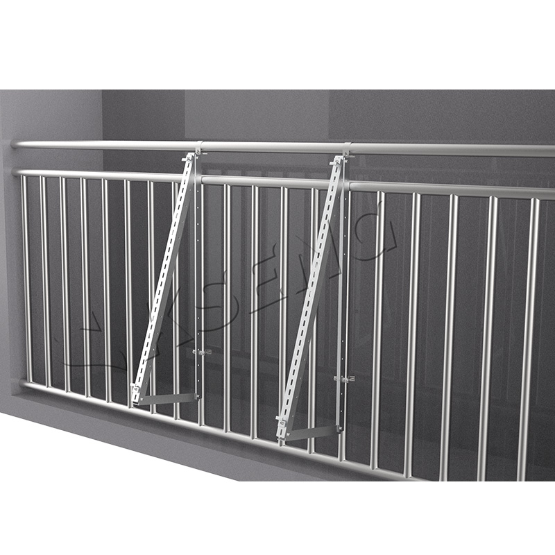 Complete balcony railing installation of KSENG JL V2.1 solar bracket with hooks