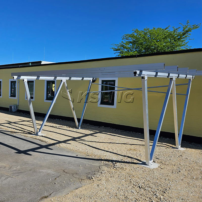 Kseng Patented W-Type Beam Structure High Load Solar Carport Bracket Kseng-W-shape-aluminum-beam-solar-carport-bracket-structural-detail
