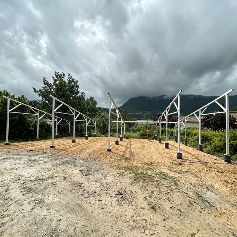 6005-T5 aluminum solar carport frame with diagonal supports
