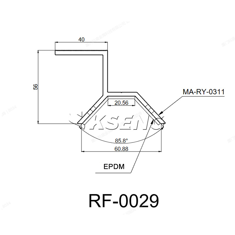 Kseng Drill Type Trapezoidal Metal Roof Solar Clamp Official Size Dimension Drawing Dimension drawing of Kseng drill-type trapezoidal metal roof solar clamp