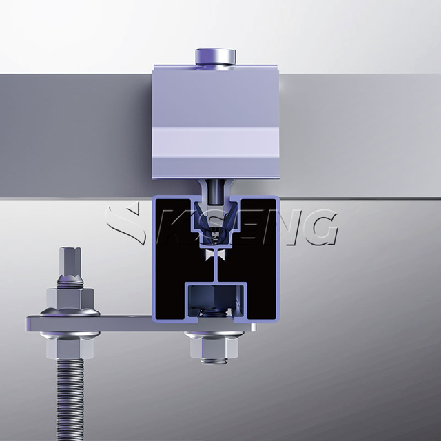 KSENG KS-Metal HB hanger bolt solar mounting system installed on metal roof 