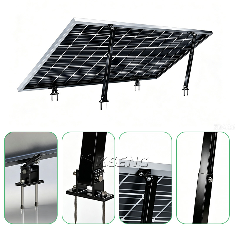 KSENG Aluminum Solar Brackets Adjustable Front Rear Leg Mount (10-15°, 15-30°, 30-60° Angle Range)